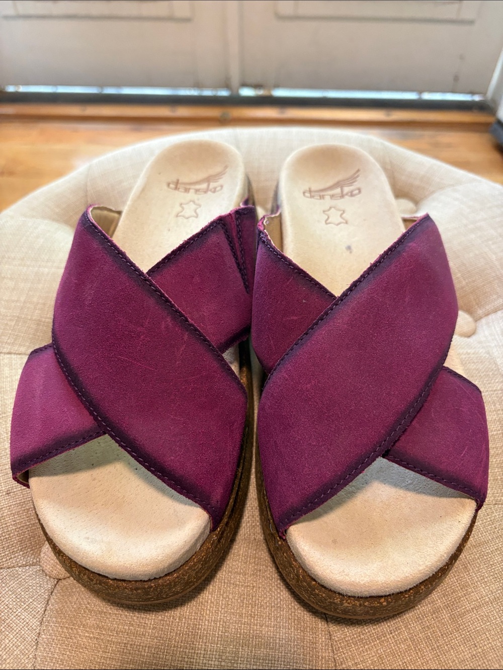 Dansko Crisscross Slide Sandals - Deep Berry